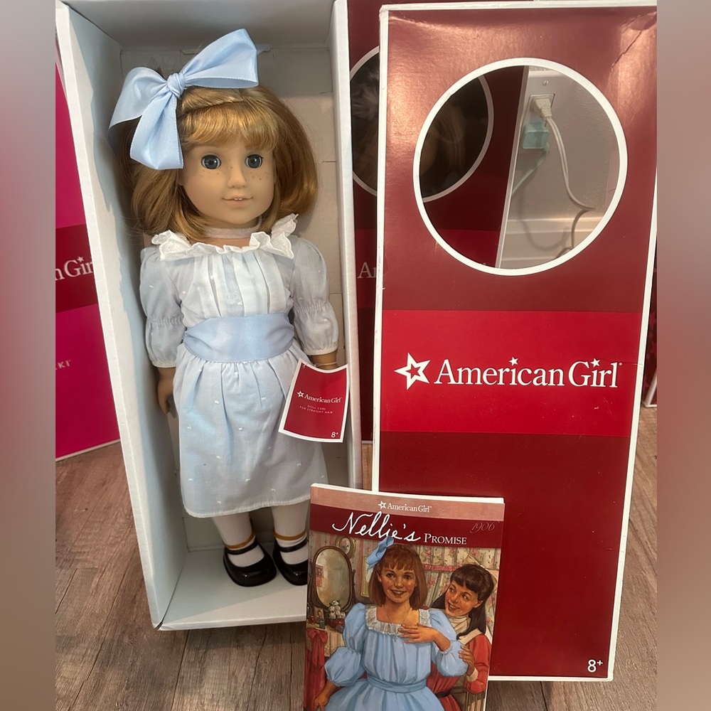 American Girl Doll in Light Blue Dress with Bow